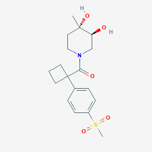 molecular formula C18H25NO5S B5627567 (3S*,4S*)-4-methyl-1-({1-[4-(methylsulfonyl)phenyl]cyclobutyl}carbonyl)piperidine-3,4-diol 