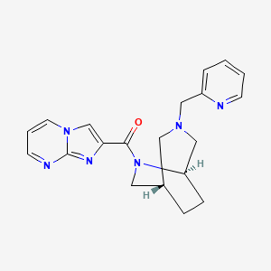 molecular formula C20H22N6O B5627584 2-{[(1S*,5R*)-3-(2-pyridinylmethyl)-3,6-diazabicyclo[3.2.2]non-6-yl]carbonyl}imidazo[1,2-a]pyrimidine 
