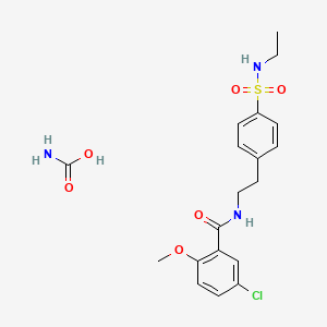molecular formula C19H24ClN3O6S B562759 Ethyl 4-[2-(5-Chloro-2-methoxybenzamido)ethyl]benzene Sulfonamide Carbamate CAS No. 14511-59-2