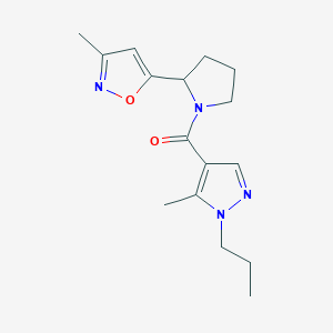 molecular formula C16H22N4O2 B5627595 3-methyl-5-{1-[(5-methyl-1-propyl-1H-pyrazol-4-yl)carbonyl]-2-pyrrolidinyl}isoxazole 