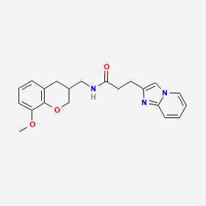 molecular formula C21H23N3O3 B5627616 3-imidazo[1,2-a]pyridin-2-yl-N-[(8-methoxy-3,4-dihydro-2H-chromen-3-yl)methyl]propanamide 