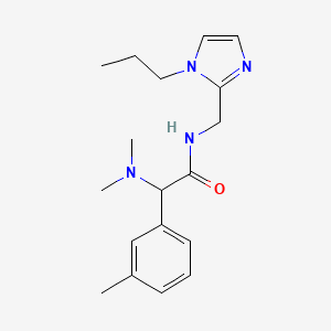 molecular formula C18H26N4O B5627624 2-(dimethylamino)-2-(3-methylphenyl)-N-[(1-propyl-1H-imidazol-2-yl)methyl]acetamide 