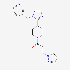 molecular formula C20H24N6O B5627653 3-[(2-{1-[3-(1H-pyrazol-1-yl)propanoyl]-4-piperidinyl}-1H-imidazol-1-yl)methyl]pyridine 