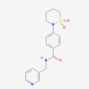 molecular formula C17H19N3O3S B5627684 4-(1,1-dioxido-1,2-thiazinan-2-yl)-N-(3-pyridinylmethyl)benzamide 