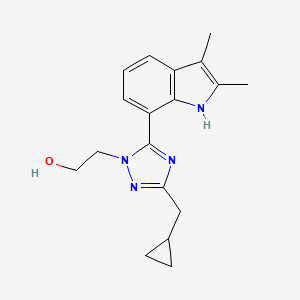 molecular formula C18H22N4O B5627690 2-[3-(cyclopropylmethyl)-5-(2,3-dimethyl-1H-indol-7-yl)-1H-1,2,4-triazol-1-yl]ethanol 