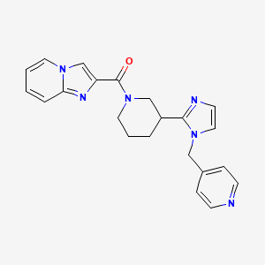 molecular formula C22H22N6O B5627704 2-({3-[1-(4-pyridinylmethyl)-1H-imidazol-2-yl]-1-piperidinyl}carbonyl)imidazo[1,2-a]pyridine 