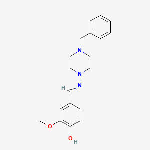 molecular formula C19H23N3O2 B5627730 4-{[(4-benzyl-1-piperazinyl)imino]methyl}-2-methoxyphenol 