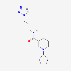 molecular formula C16H27N5O B5627736 1-cyclopentyl-N-[3-(1H-1,2,3-triazol-1-yl)propyl]-3-piperidinecarboxamide 