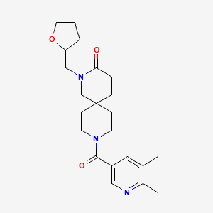 molecular formula C22H31N3O3 B5627765 9-[(5,6-dimethylpyridin-3-yl)carbonyl]-2-(tetrahydrofuran-2-ylmethyl)-2,9-diazaspiro[5.5]undecan-3-one 