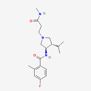 molecular formula C19H28FN3O2 B5627789 4-fluoro-N-{rel-(3R,4S)-4-isopropyl-1-[3-(methylamino)-3-oxopropyl]-3-pyrrolidinyl}-2-methylbenzamide hydrochloride 