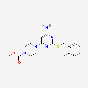 molecular formula C18H23N5O2S B5627806 methyl 4-{6-amino-2-[(2-methylbenzyl)thio]pyrimidin-4-yl}piperazine-1-carboxylate 