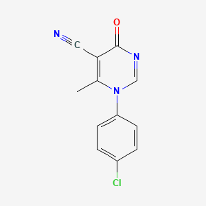 molecular formula C12H8ClN3O B5627813 1-(4-chlorophenyl)-6-methyl-4-oxo-1,4-dihydro-5-pyrimidinecarbonitrile 