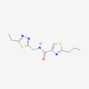 molecular formula C12H16N4OS2 B5627822 N-[(5-ethyl-1,3,4-thiadiazol-2-yl)methyl]-2-propyl-1,3-thiazole-4-carboxamide 