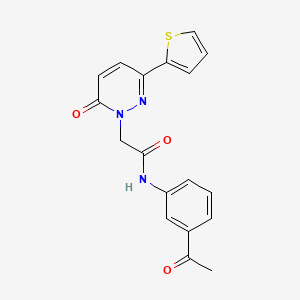 molecular formula C18H15N3O3S B5627873 N-(3-acetylphenyl)-2-[6-oxo-3-(2-thienyl)-1(6H)-pyridazinyl]acetamide 