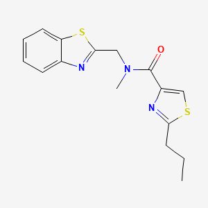 molecular formula C16H17N3OS2 B5627876 N-(1,3-benzothiazol-2-ylmethyl)-N-methyl-2-propyl-1,3-thiazole-4-carboxamide 