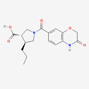 molecular formula C17H20N2O5 B5627933 (3S*,4S*)-1-[(3-oxo-3,4-dihydro-2H-1,4-benzoxazin-7-yl)carbonyl]-4-propyl-3-pyrrolidinecarboxylic acid 