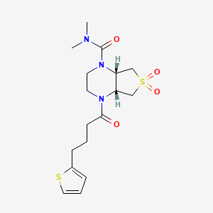 molecular formula C17H25N3O4S2 B5627944 (4aR*,7aS*)-N,N-dimethyl-4-[4-(2-thienyl)butanoyl]hexahydrothieno[3,4-b]pyrazine-1(2H)-carboxamide 6,6-dioxide 
