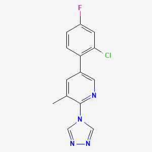 molecular formula C14H10ClFN4 B5627971 5-(2-chloro-4-fluorophenyl)-3-methyl-2-(4H-1,2,4-triazol-4-yl)pyridine 