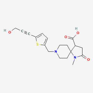 8-{[5-(3-hydroxyprop-1-yn-1-yl)-2-thienyl]methyl}-1-methyl-2-oxo-1,8-diazaspiro[4.5]decane-4-carboxylic acid