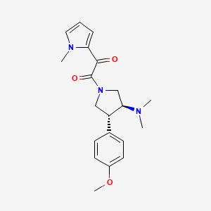 molecular formula C20H25N3O3 B5628022 2-[(3S*,4R*)-3-(dimethylamino)-4-(4-methoxyphenyl)-1-pyrrolidinyl]-1-(1-methyl-1H-pyrrol-2-yl)-2-oxoethanone 