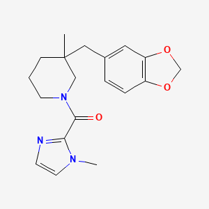 molecular formula C19H23N3O3 B5628050 3-(1,3-benzodioxol-5-ylmethyl)-3-methyl-1-[(1-methyl-1H-imidazol-2-yl)carbonyl]piperidine 