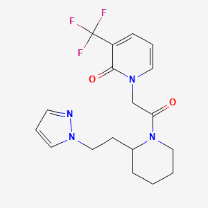 molecular formula C18H21F3N4O2 B5628078 1-(2-oxo-2-{2-[2-(1H-pyrazol-1-yl)ethyl]piperidin-1-yl}ethyl)-3-(trifluoromethyl)pyridin-2(1H)-one 