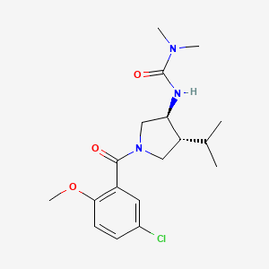 molecular formula C18H26ClN3O3 B5628090 N'-[(3S*,4R*)-1-(5-chloro-2-methoxybenzoyl)-4-isopropyl-3-pyrrolidinyl]-N,N-dimethylurea 