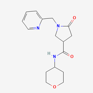 molecular formula C16H21N3O3 B5628101 5-oxo-1-(2-pyridinylmethyl)-N-(tetrahydro-2H-pyran-4-yl)-3-pyrrolidinecarboxamide 
