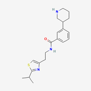 molecular formula C20H27N3OS B5628116 N-[2-(2-isopropyl-1,3-thiazol-4-yl)ethyl]-3-piperidin-3-ylbenzamide 
