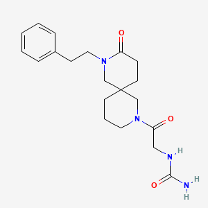 molecular formula C20H28N4O3 B5628127 N-{2-oxo-2-[9-oxo-8-(2-phenylethyl)-2,8-diazaspiro[5.5]undec-2-yl]ethyl}urea 