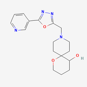 molecular formula C17H22N4O3 B5628129 9-[(5-pyridin-3-yl-1,3,4-oxadiazol-2-yl)methyl]-1-oxa-9-azaspiro[5.5]undecan-5-ol 