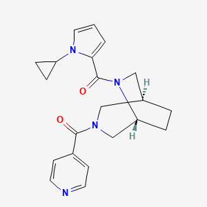molecular formula C21H24N4O2 B5628134 (1S*,5R*)-6-[(1-cyclopropyl-1H-pyrrol-2-yl)carbonyl]-3-isonicotinoyl-3,6-diazabicyclo[3.2.2]nonane 