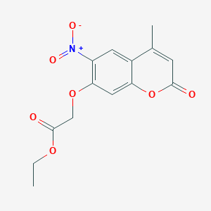 molecular formula C14H13NO7 B5628135 ethyl [(4-methyl-6-nitro-2-oxo-2H-chromen-7-yl)oxy]acetate 