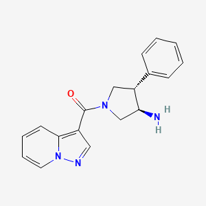 molecular formula C18H18N4O B5628160 (3R*,4S*)-4-phenyl-1-(pyrazolo[1,5-a]pyridin-3-ylcarbonyl)pyrrolidin-3-amine 