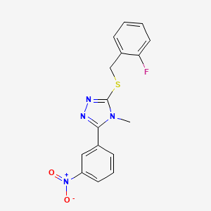 molecular formula C16H13FN4O2S B5628182 3-[(2-fluorobenzyl)thio]-4-methyl-5-(3-nitrophenyl)-4H-1,2,4-triazole 