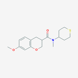 molecular formula C17H23NO3S B5628211 7-methoxy-N-methyl-N-(tetrahydro-2H-thiopyran-4-yl)chromane-3-carboxamide 