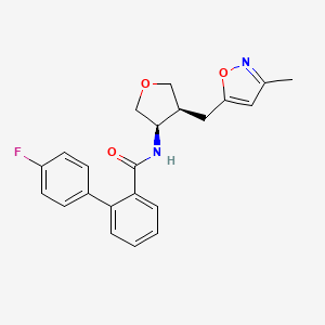 molecular formula C22H21FN2O3 B5628224 4'-fluoro-N-{(3R*,4S*)-4-[(3-methylisoxazol-5-yl)methyl]tetrahydrofuran-3-yl}biphenyl-2-carboxamide 