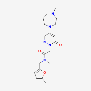molecular formula C19H27N5O3 B5628259 N-methyl-2-[4-(4-methyl-1,4-diazepan-1-yl)-6-oxopyridazin-1(6H)-yl]-N-[(5-methyl-2-furyl)methyl]acetamide 
