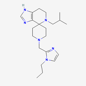 molecular formula C21H34N6 B5628316 5-isobutyl-1'-[(1-propyl-1H-imidazol-2-yl)methyl]-1,5,6,7-tetrahydrospiro[imidazo[4,5-c]pyridine-4,4'-piperidine] 