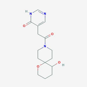 molecular formula C15H21N3O4 B5628346 5-[2-(5-hydroxy-1-oxa-9-azaspiro[5.5]undec-9-yl)-2-oxoethyl]-4(3H)-pyrimidinone 