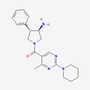 molecular formula C21H27N5O B5628364 (3R*,4S*)-1-[(4-methyl-2-piperidin-1-ylpyrimidin-5-yl)carbonyl]-4-phenylpyrrolidin-3-amine 