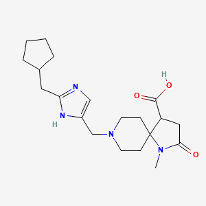 8-{[2-(cyclopentylmethyl)-1H-imidazol-4-yl]methyl}-1-methyl-2-oxo-1,8-diazaspiro[4.5]decane-4-carboxylic acid