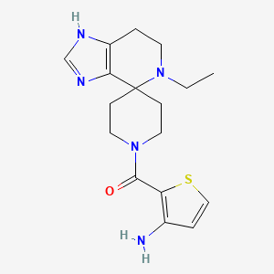 molecular formula C17H23N5OS B5628484 {2-[(5-ethyl-1,5,6,7-tetrahydro-1'H-spiro[imidazo[4,5-c]pyridine-4,4'-piperidin]-1'-yl)carbonyl]-3-thienyl}amine dihydrochloride 