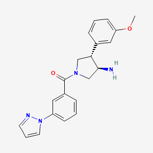 molecular formula C21H22N4O2 B5628513 (3R*,4S*)-4-(3-methoxyphenyl)-1-[3-(1H-pyrazol-1-yl)benzoyl]pyrrolidin-3-amine 