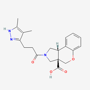 molecular formula C20H23N3O4 B5628531 (3aR*,9bR*)-2-[3-(4,5-dimethyl-1H-pyrazol-3-yl)propanoyl]-1,2,3,9b-tetrahydrochromeno[3,4-c]pyrrole-3a(4H)-carboxylic acid 