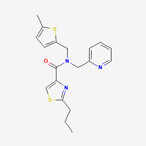 molecular formula C19H21N3OS2 B5628597 N-[(5-methyl-2-thienyl)methyl]-2-propyl-N-(2-pyridinylmethyl)-1,3-thiazole-4-carboxamide 