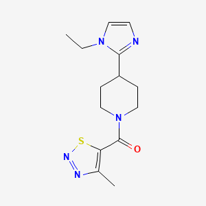 molecular formula C14H19N5OS B5628637 4-(1-ethyl-1H-imidazol-2-yl)-1-[(4-methyl-1,2,3-thiadiazol-5-yl)carbonyl]piperidine 