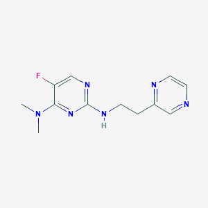 molecular formula C12H15FN6 B5628648 5-fluoro-N~4~,N~4~-dimethyl-N~2~-(2-pyrazin-2-ylethyl)pyrimidine-2,4-diamine 