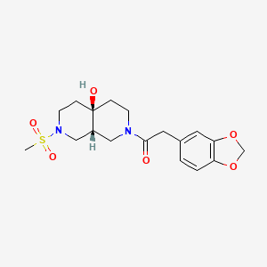 molecular formula C18H24N2O6S B5628658 (4aR*,8aR*)-2-(1,3-benzodioxol-5-ylacetyl)-7-(methylsulfonyl)octahydro-2,7-naphthyridin-4a(2H)-ol 