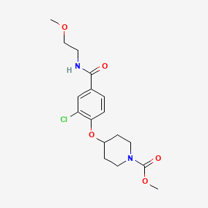 molecular formula C17H23ClN2O5 B5628709 methyl 4-(2-chloro-4-{[(2-methoxyethyl)amino]carbonyl}phenoxy)piperidine-1-carboxylate 
